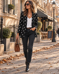 Elaine Women's Slim Fit Blazer – Lapel Collar One-Button Jacket with Flap Pockets