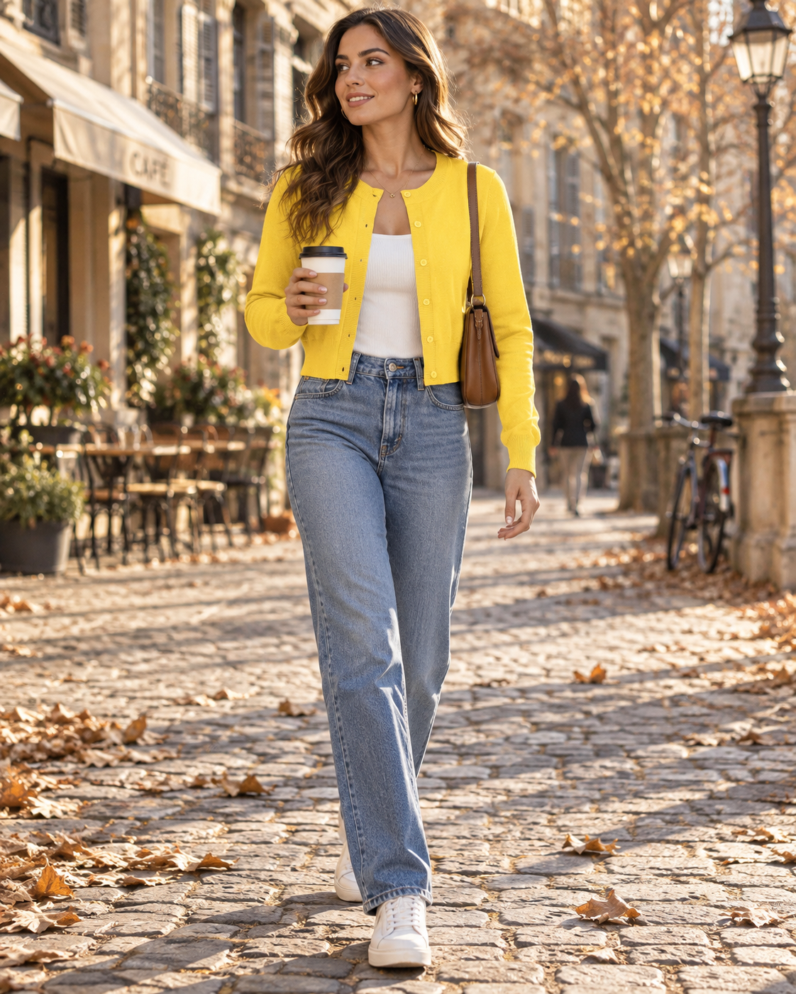 Monica Women's Cropped Cardigan – Crew Neck Button-Down Lightweight Knit Jumper