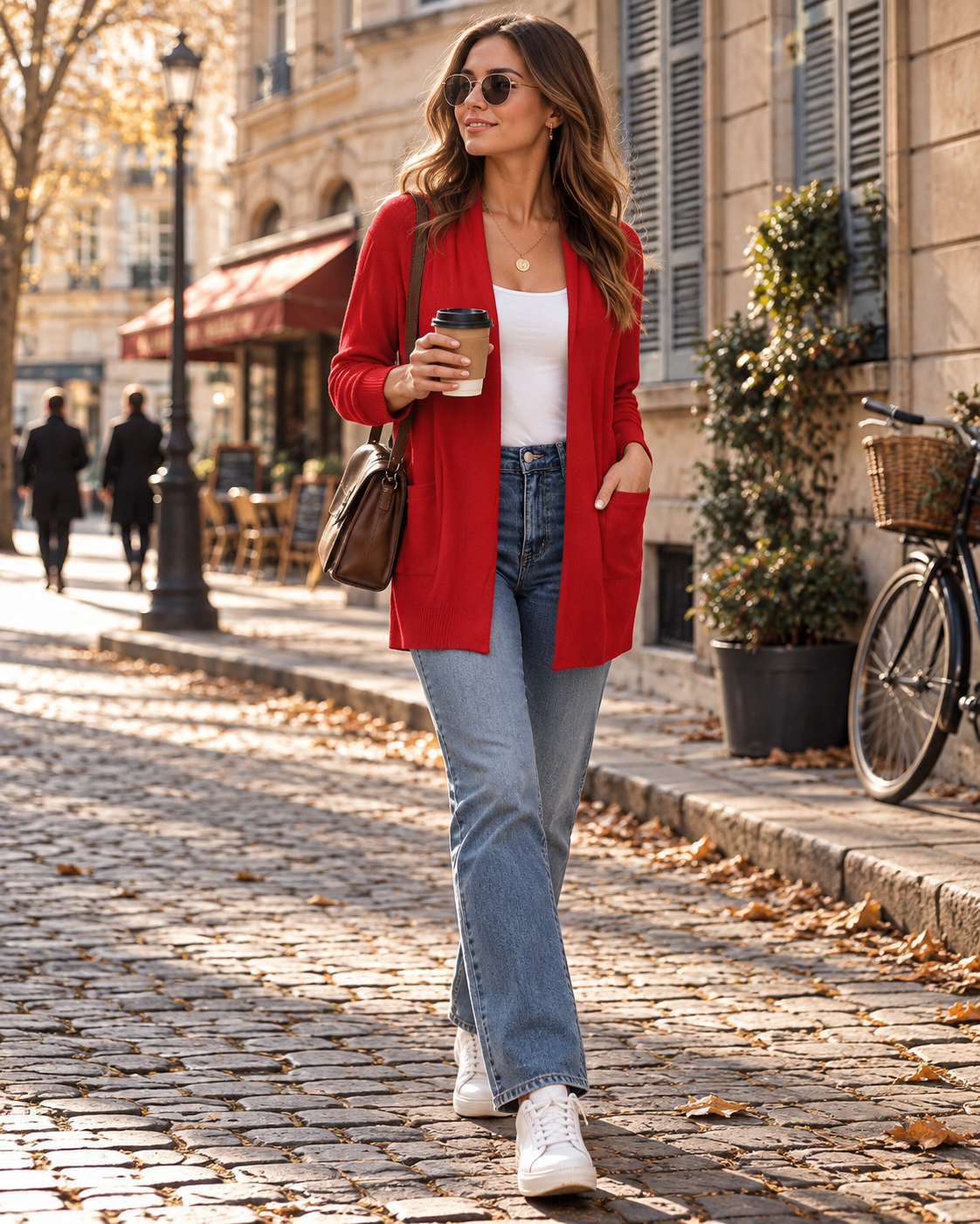 Eloise Women's Open Front Cardigan – Hip-Length Double Placket Top with Pockets