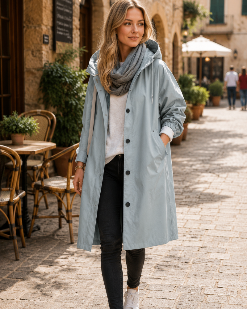 Margot Women's Waterproof Rain Coat – Hooded Breathable Urban Long Jacket
