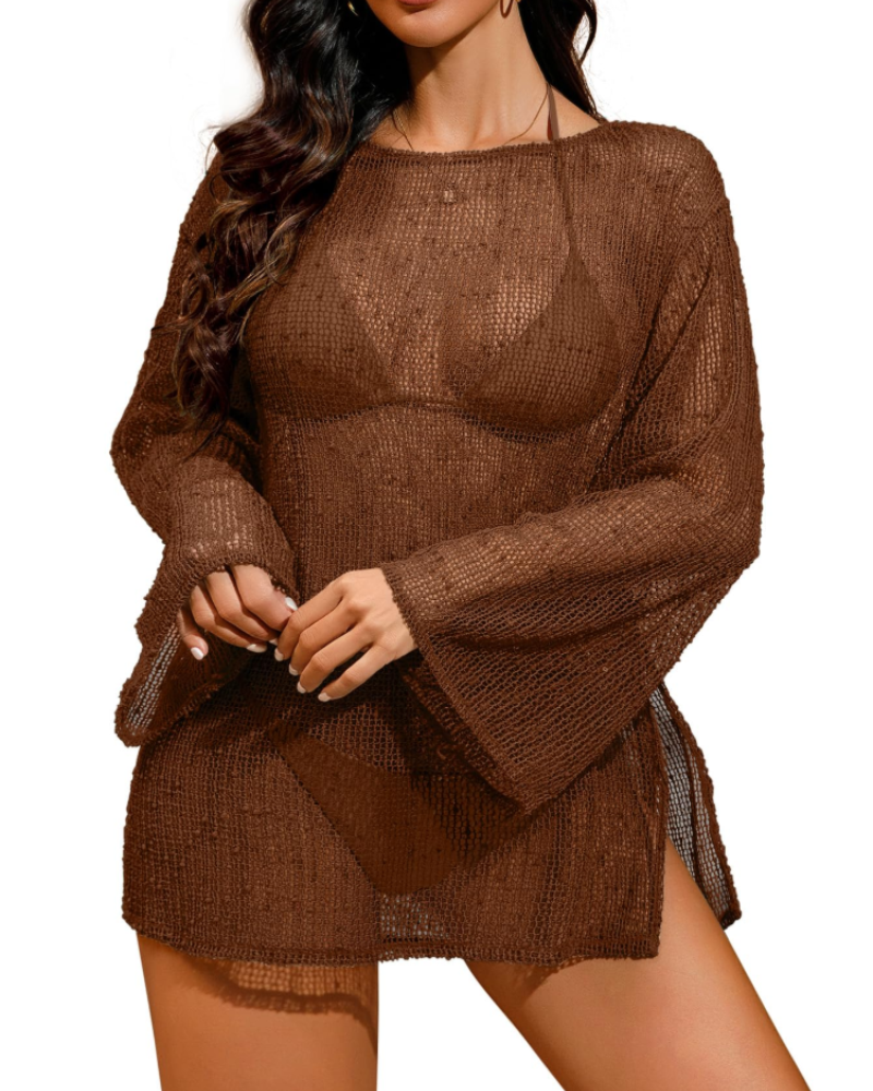 Delinda Women's Sheer Bodysuit – Stretch Mesh Wireless One Piece Lingerie