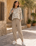 Crisanta Women's Cashmere Lounge Set – Zebra Knit Jumper & Trousers Co-Ord