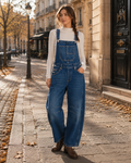 Felicity Women's Denim Dungarees – Distressed Wide Leg Jumpsuit with Adjustable Straps