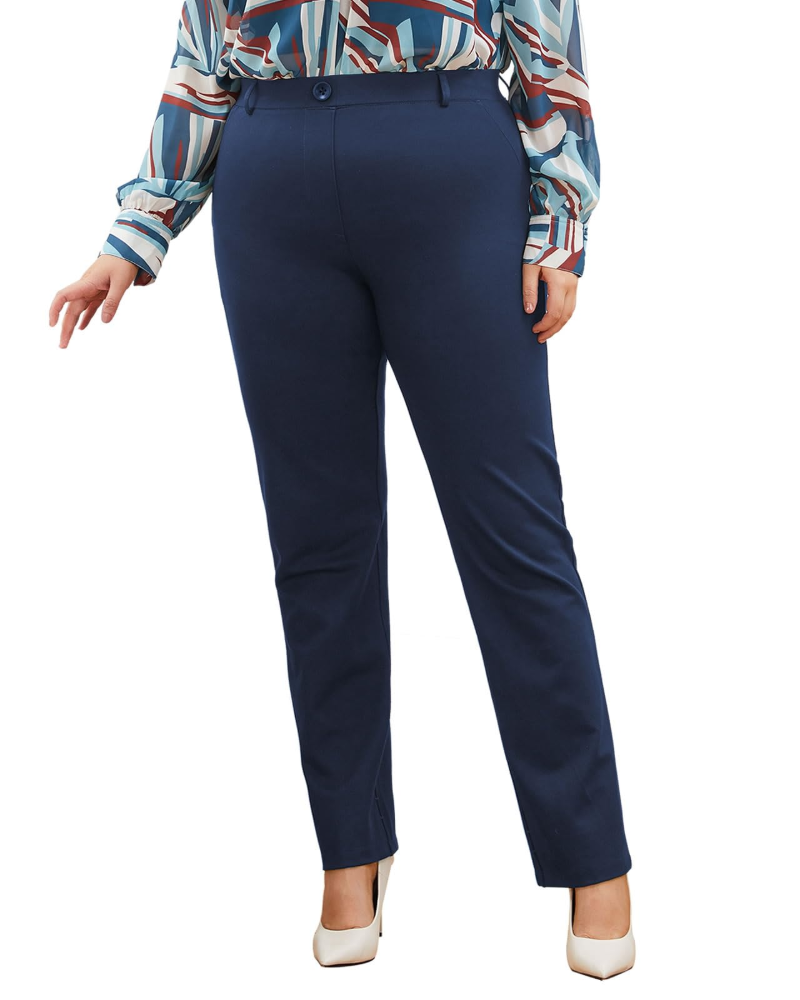 Megan Women's Dress Yoga Trousers – Straight Leg Stretch Office Work Pants