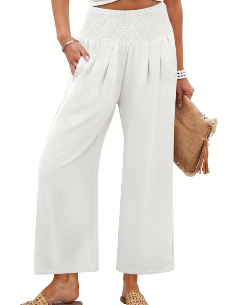 Sienna Women's Palazzo Trousers – Wide Leg High Waist Ankle Length Casual Pants