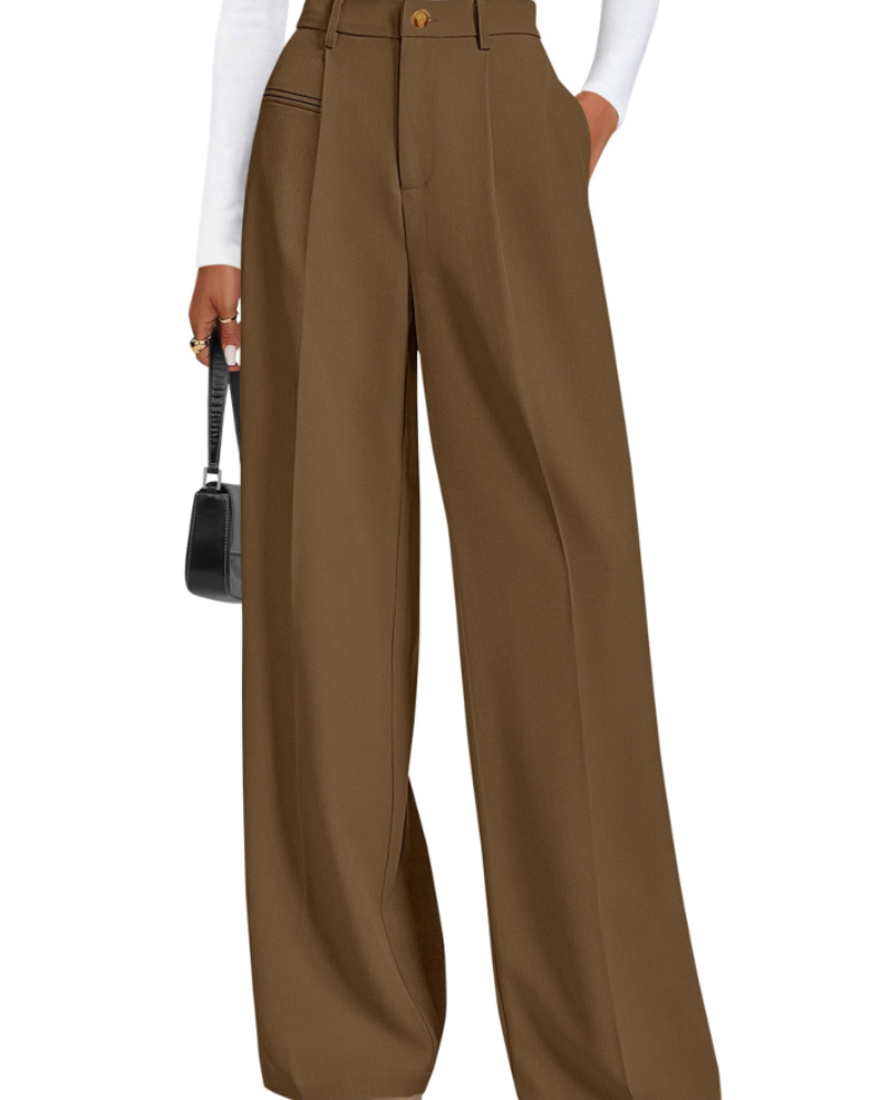 Paige Women's High Waisted Trousers – Wide Leg Office Smart Casual Work Pants