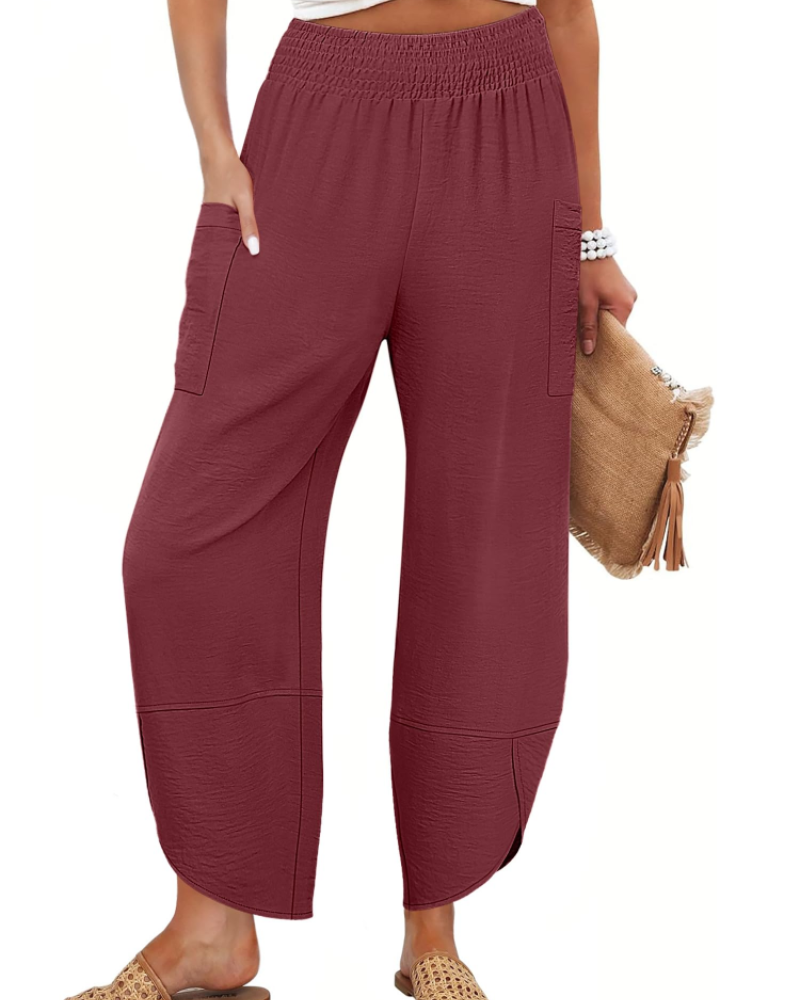 Autumn Women's Palazzo Trousers – Wide Leg Elastic Waist Casual Summer Pants