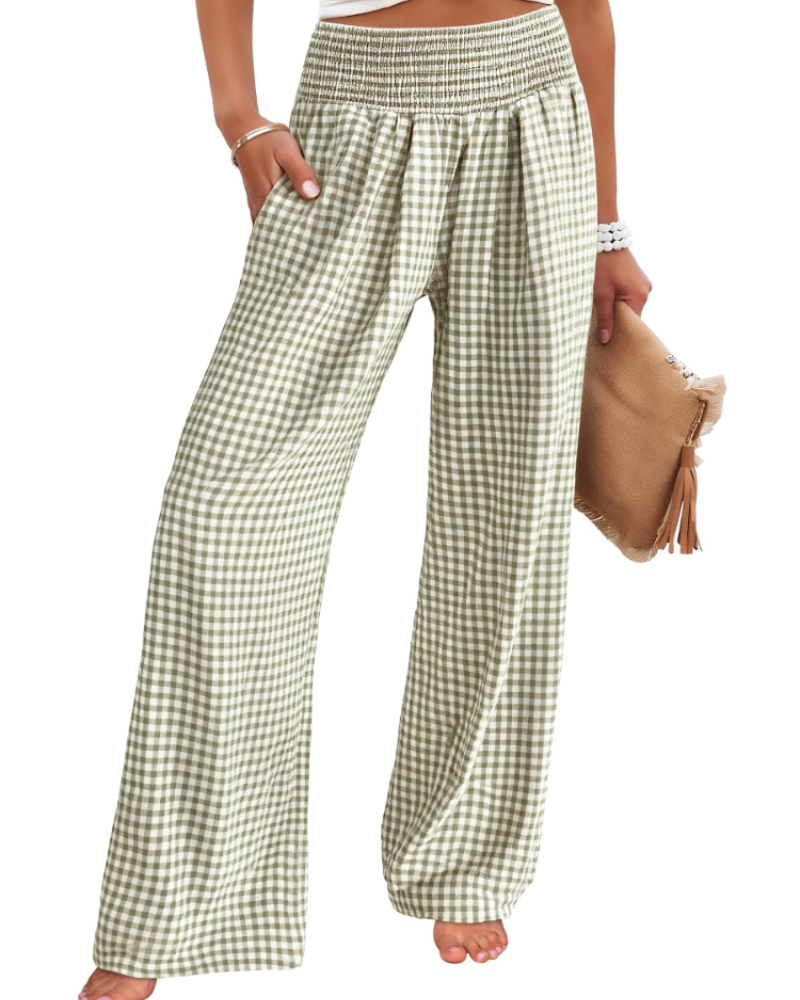 Nicole Women's Palazzo Trousers – Wide Leg Elastic Waist Casual Summer Pants