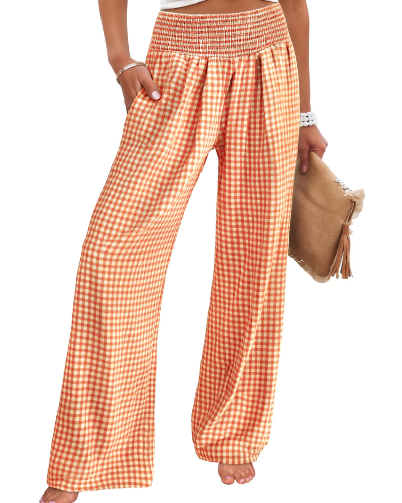 Nicole Women's Palazzo Trousers – Wide Leg Elastic Waist Casual Summer Pants