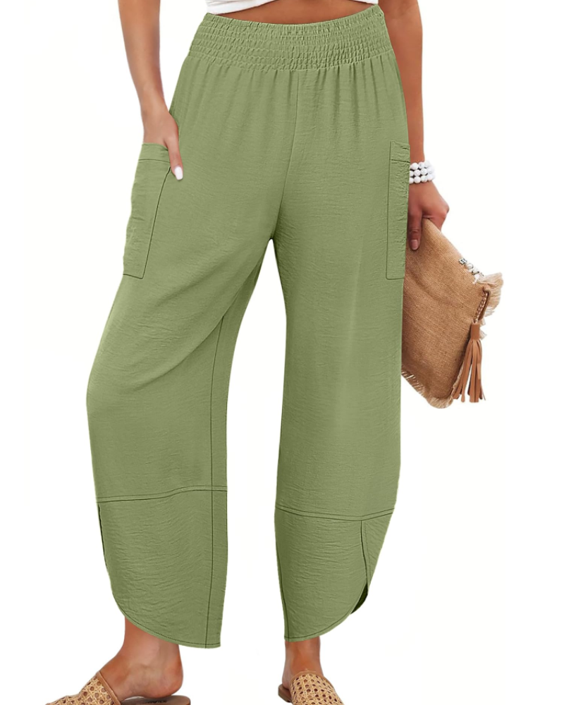 Autumn Women's Palazzo Trousers – Wide Leg Elastic Waist Casual Summer Pants