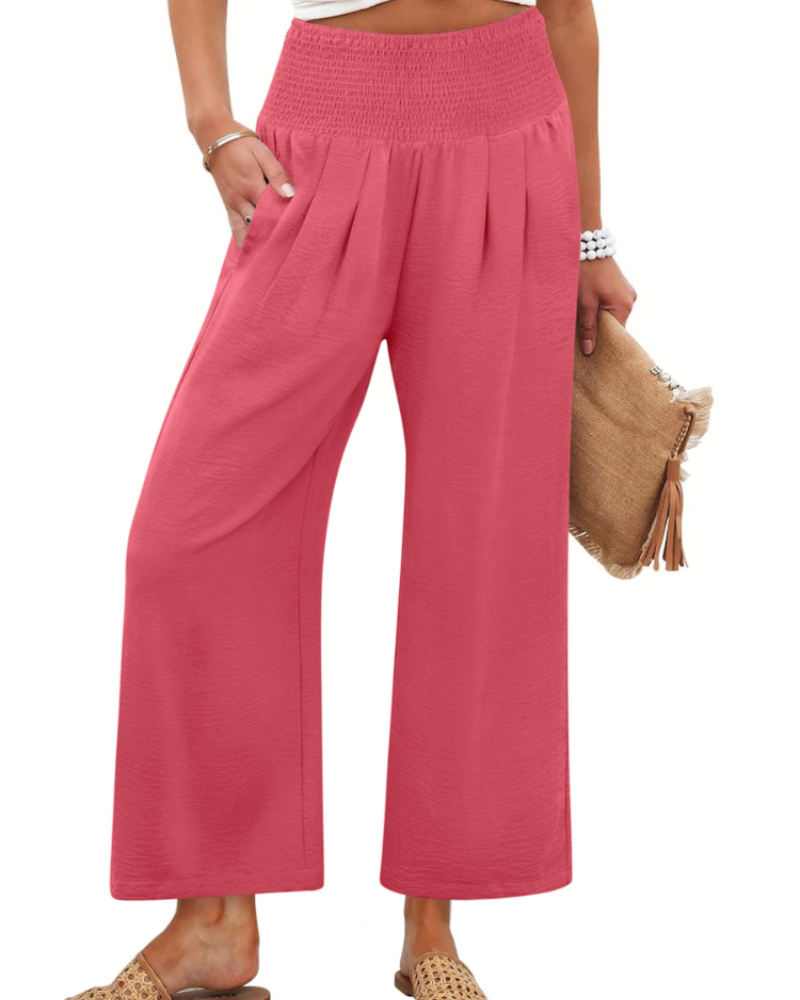 Sienna Women's Palazzo Trousers – Wide Leg High Waist Ankle Length Casual Pants