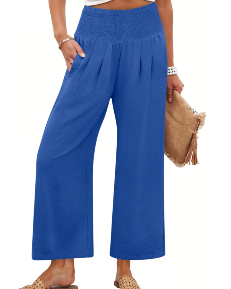Sienna Women's Palazzo Trousers – Wide Leg High Waist Ankle Length Casual Pants
