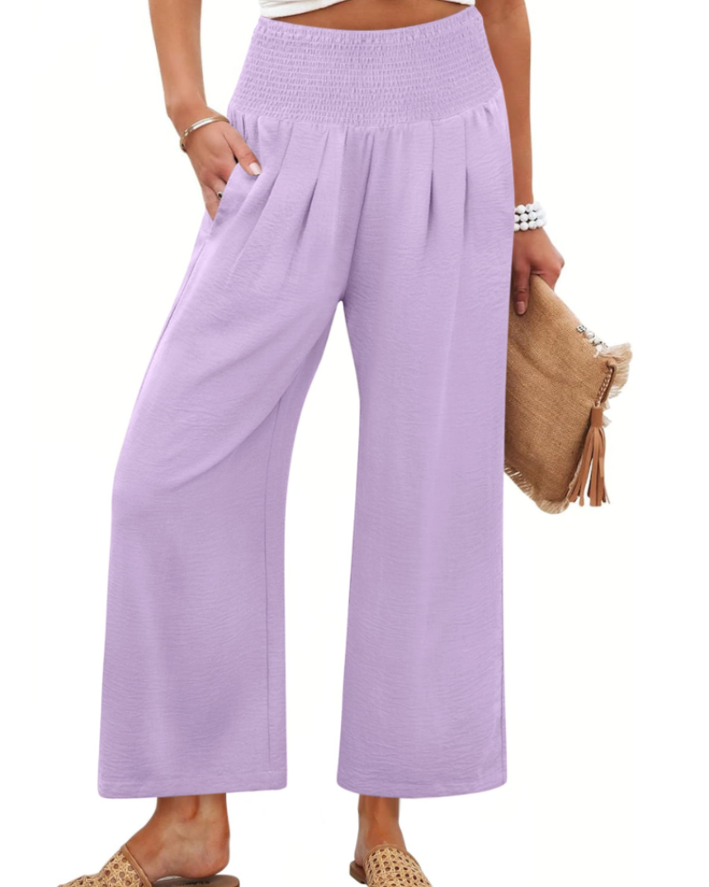 Sienna Women's Palazzo Trousers – Wide Leg High Waist Ankle Length Casual Pants