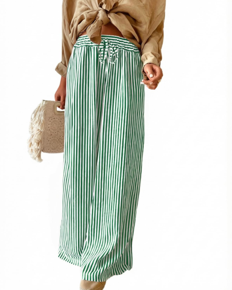 Sydney Women's High Waist Trousers – Drawstring Wide Leg Casual Summer Pants