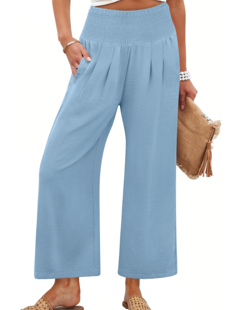 Sienna Women's Palazzo Trousers – Wide Leg High Waist Ankle Length Casual Pants