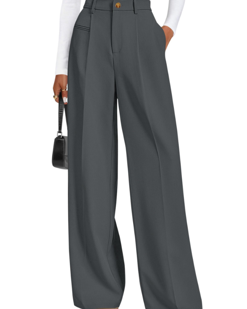 Paige Women's High Waisted Trousers – Wide Leg Office Smart Casual Work Pants