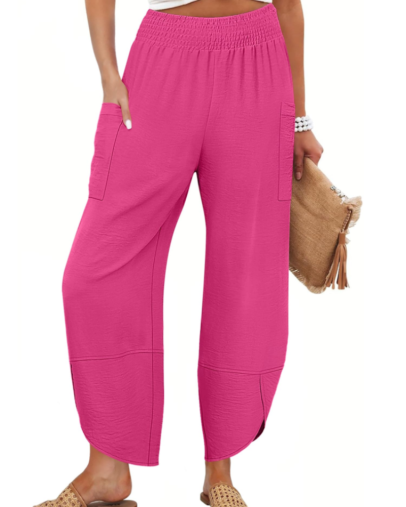 Autumn Women's Palazzo Trousers – Wide Leg Elastic Waist Casual Summer Pants