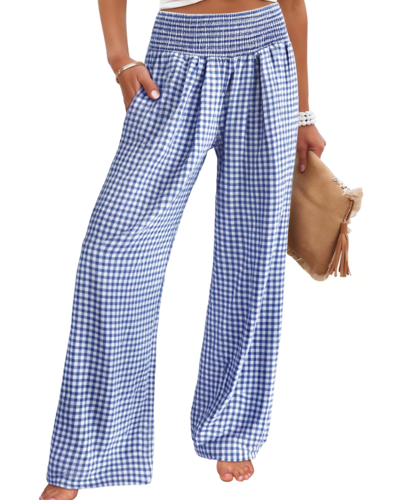 Nicole Women's Palazzo Trousers – Wide Leg Elastic Waist Casual Summer Pants