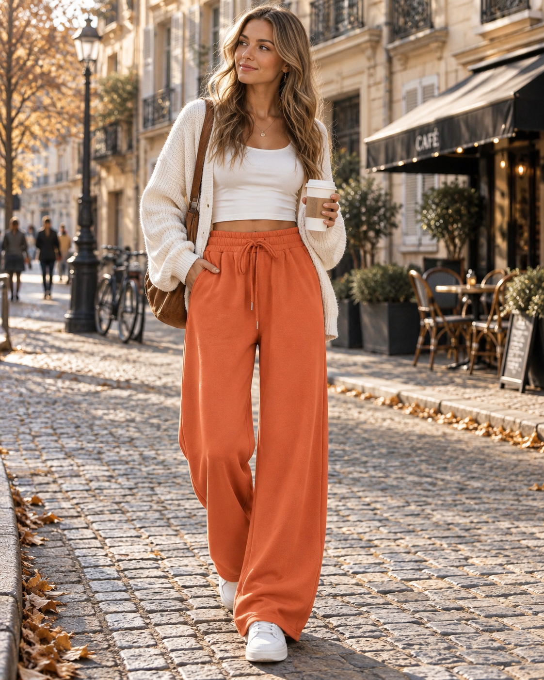 Ramona Women's Wide-Leg Sweatpants – High-Waist Drawstring Trousers with Side Pockets