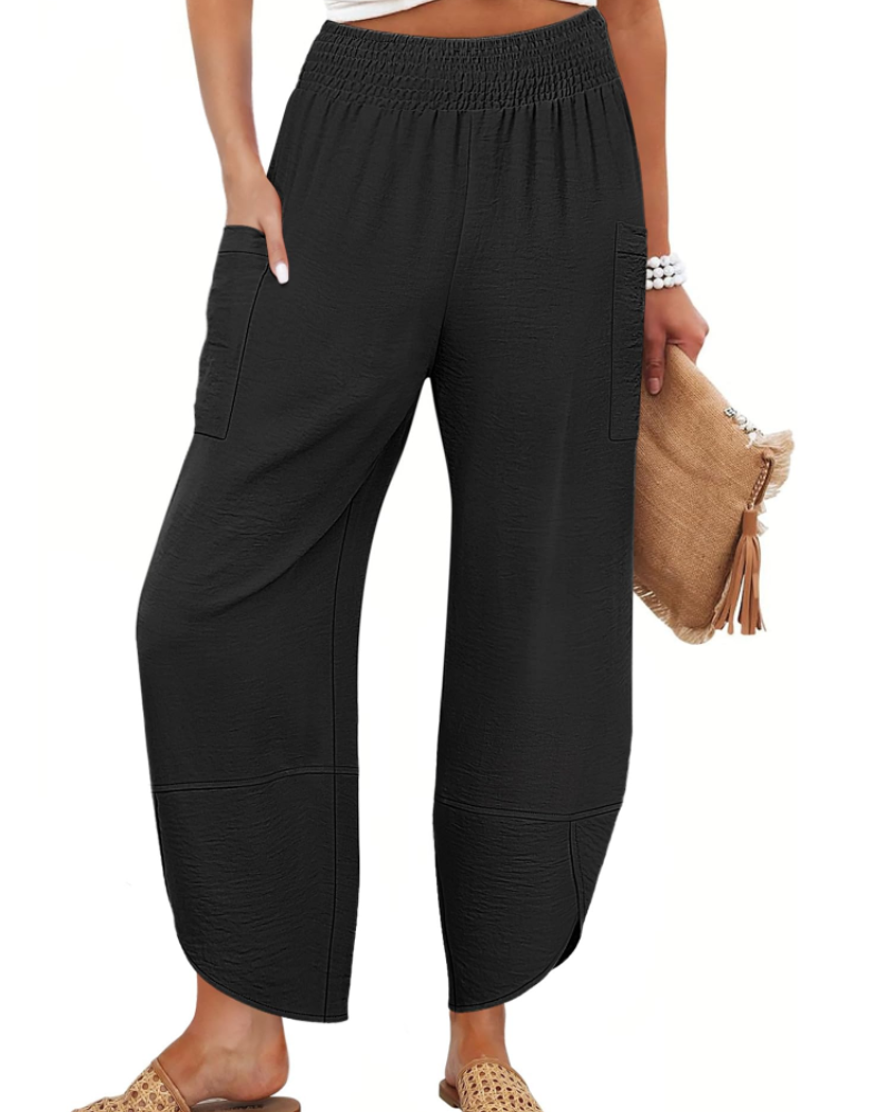 Autumn Women's Palazzo Trousers – Wide Leg Elastic Waist Casual Summer Pants