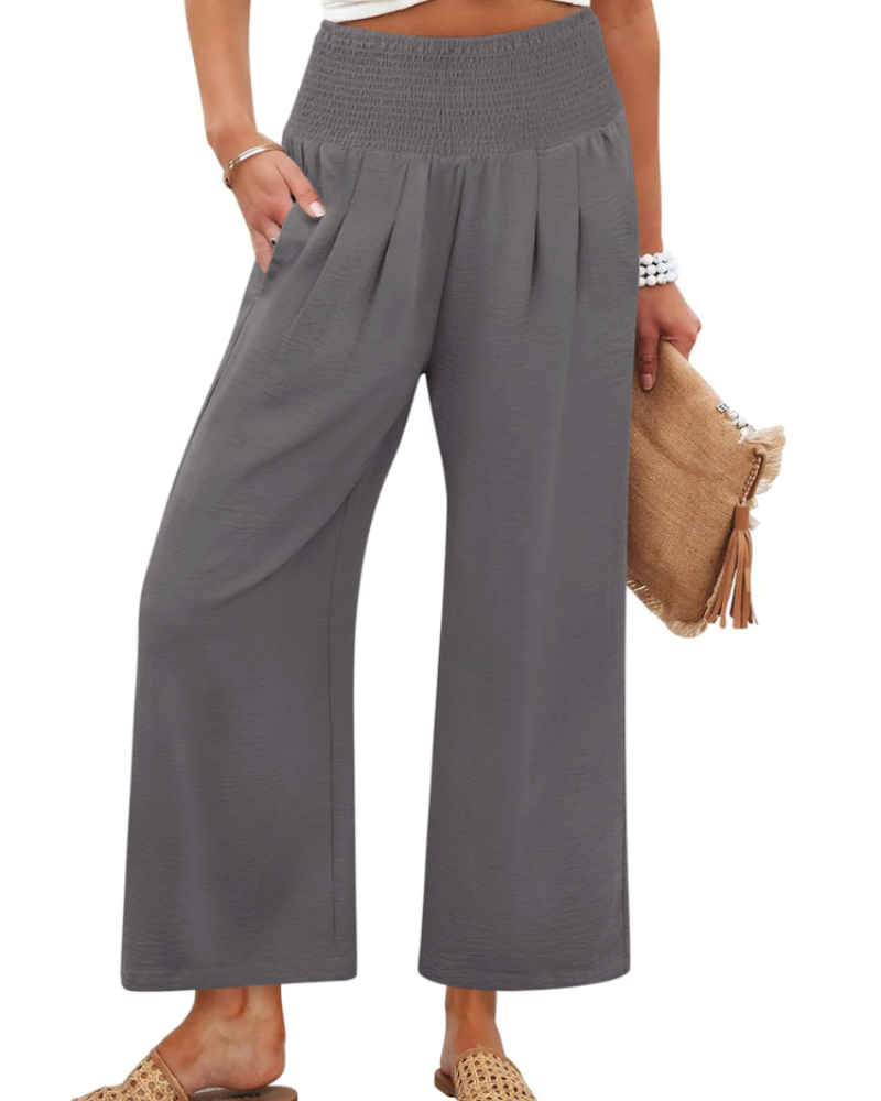 Sienna Women's Palazzo Trousers – Wide Leg High Waist Ankle Length Casual Pants