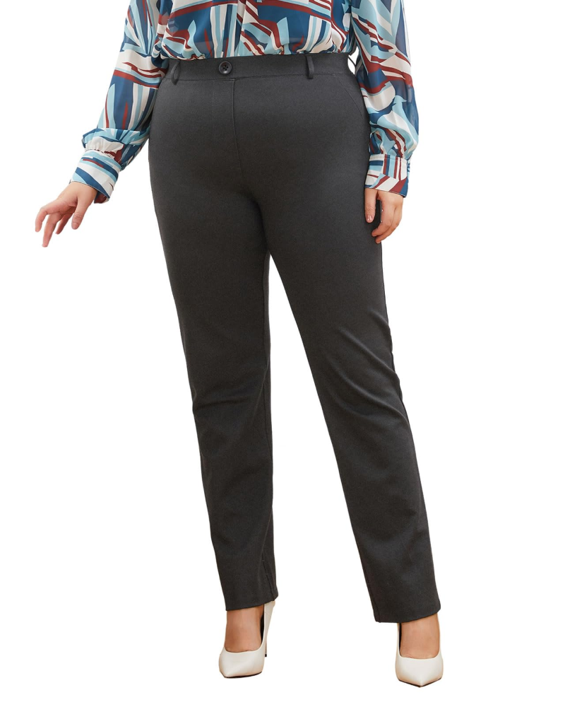 Megan Women's Dress Yoga Trousers – Straight Leg Stretch Office Work Pants