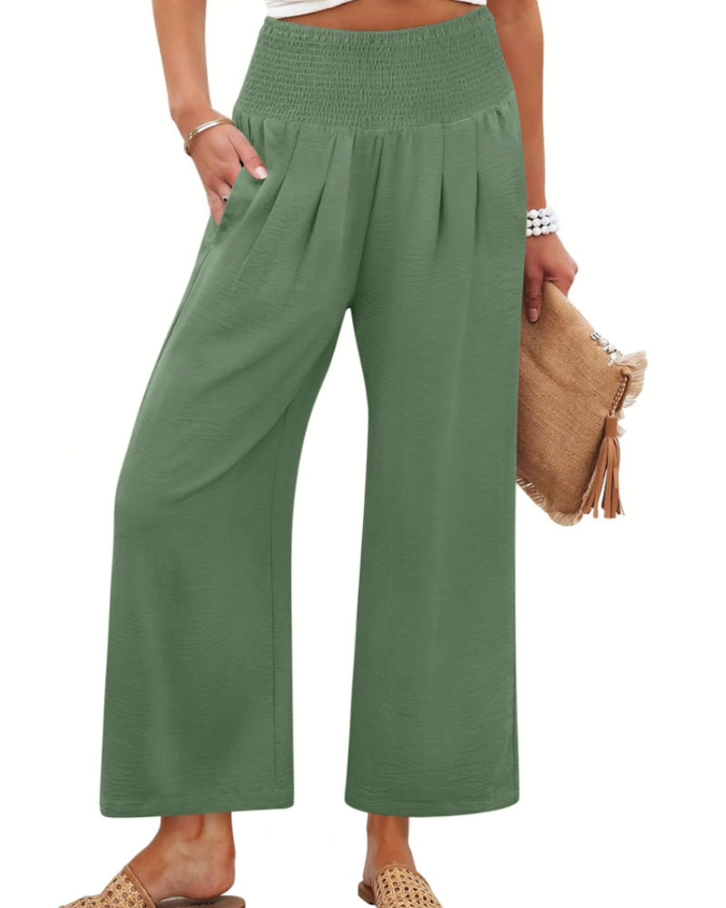 Sienna Women's Palazzo Trousers – Wide Leg High Waist Ankle Length Casual Pants