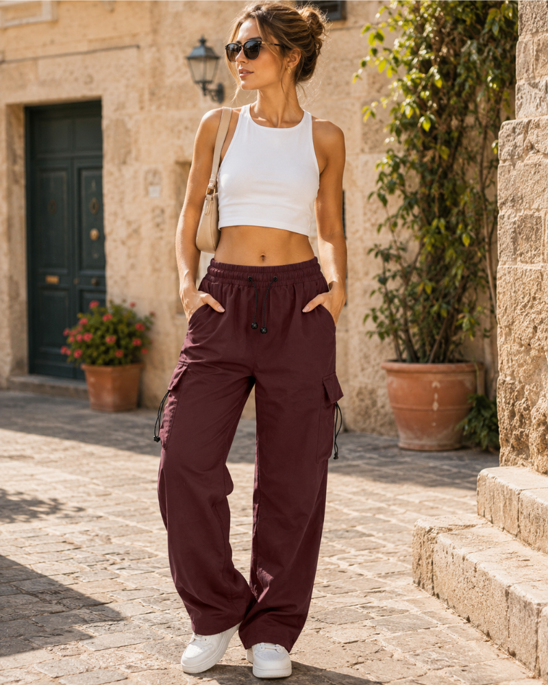 Brielle Women's Cargo Trousers – High Waist Quick-Drying Hiking Trousers with 4 Pockets