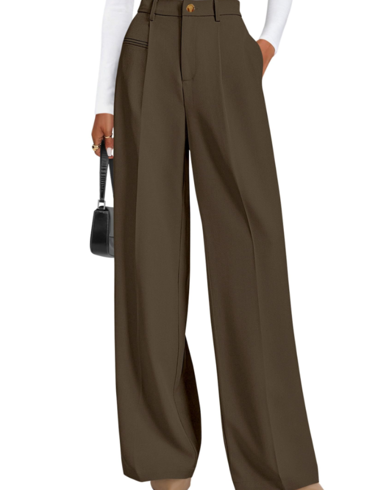 Paige Women's High Waisted Trousers – Wide Leg Office Smart Casual Work Pants