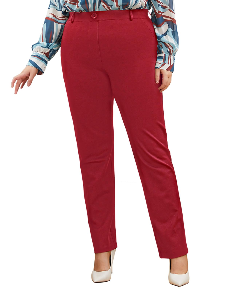 Megan Women's Dress Yoga Trousers – Straight Leg Stretch Office Work Pants