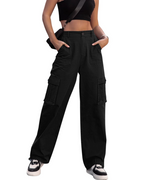 Harper Women's Cargo Trousers – High Waist Wide Leg Drawstring Combat Trousers