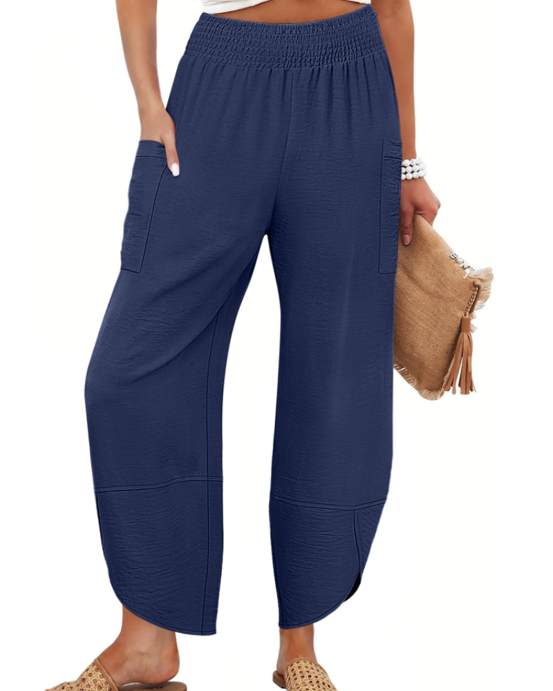 Autumn Women's Palazzo Trousers – Wide Leg Elastic Waist Casual Summer Pants