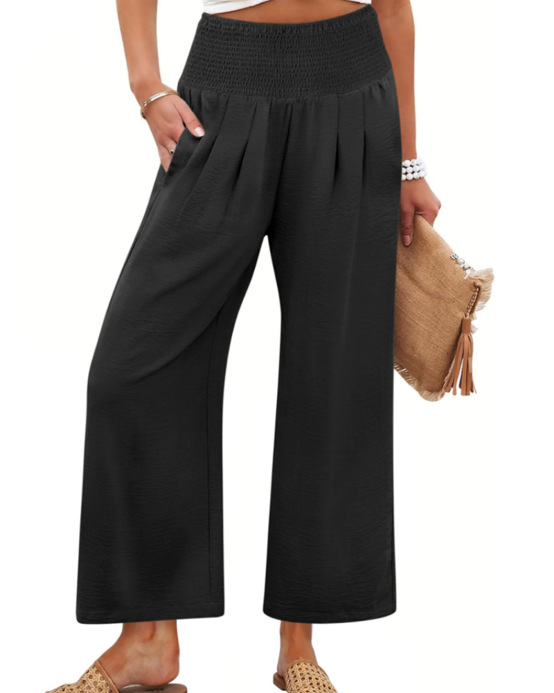 Sienna Women's Palazzo Trousers – Wide Leg High Waist Ankle Length Casual Pants