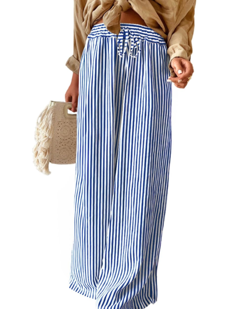 Sydney Women's High Waist Trousers – Drawstring Wide Leg Casual Summer Pants