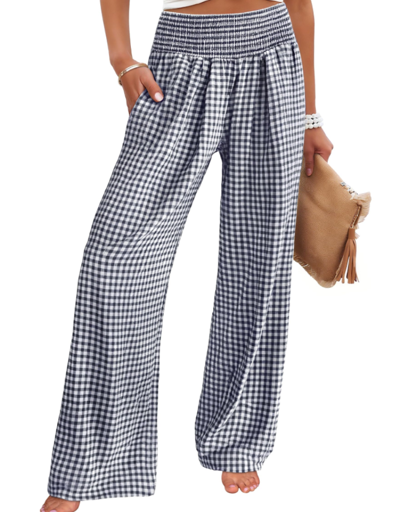 Nicole Women's Palazzo Trousers – Wide Leg Elastic Waist Casual Summer Pants