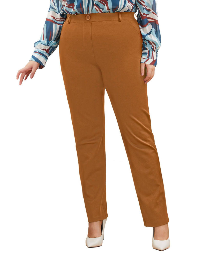 Megan Women's Dress Yoga Trousers – Straight Leg Stretch Office Work Pants