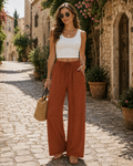 Madison Women's Wide Leg Trousers – Drawstring Elastic Waist Casual Palazzo Pants