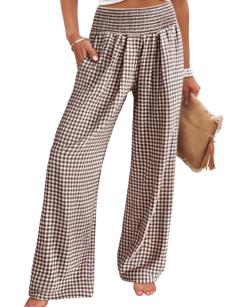 Nicole Women's Palazzo Trousers – Wide Leg Elastic Waist Casual Summer Pants