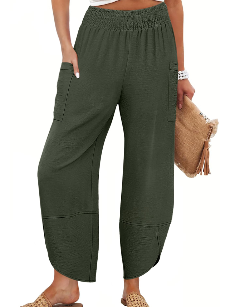 Autumn Women's Palazzo Trousers – Wide Leg Elastic Waist Casual Summer Pants