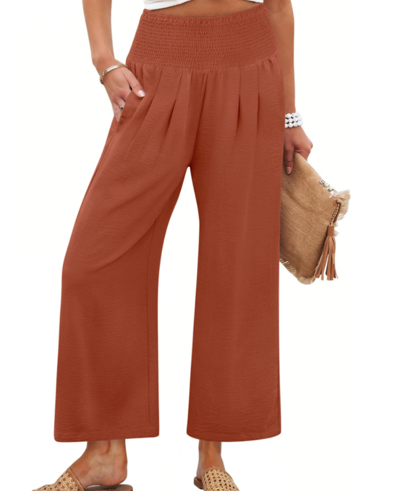 Sienna Women's Palazzo Trousers – Wide Leg High Waist Ankle Length Casual Pants