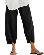 Phoebe Women's Cotton Cropped Trousers – Elastic Waist Relaxed Fit Trousers