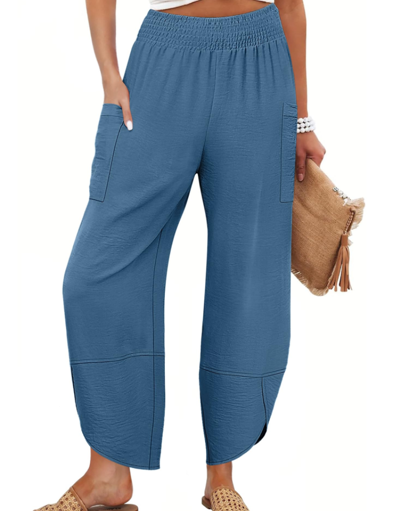 Autumn Women's Palazzo Trousers – Wide Leg Elastic Waist Casual Summer Pants