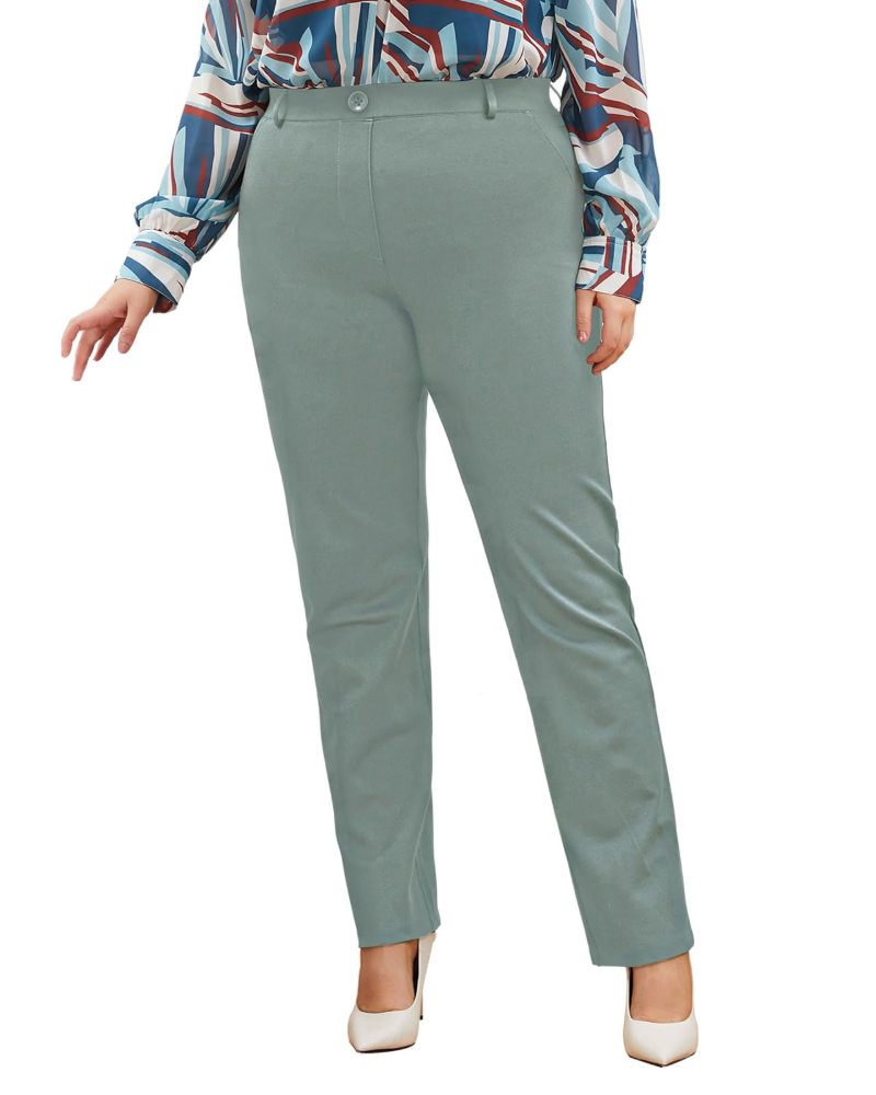 Megan Women's Dress Yoga Trousers – Straight Leg Stretch Office Work Pants