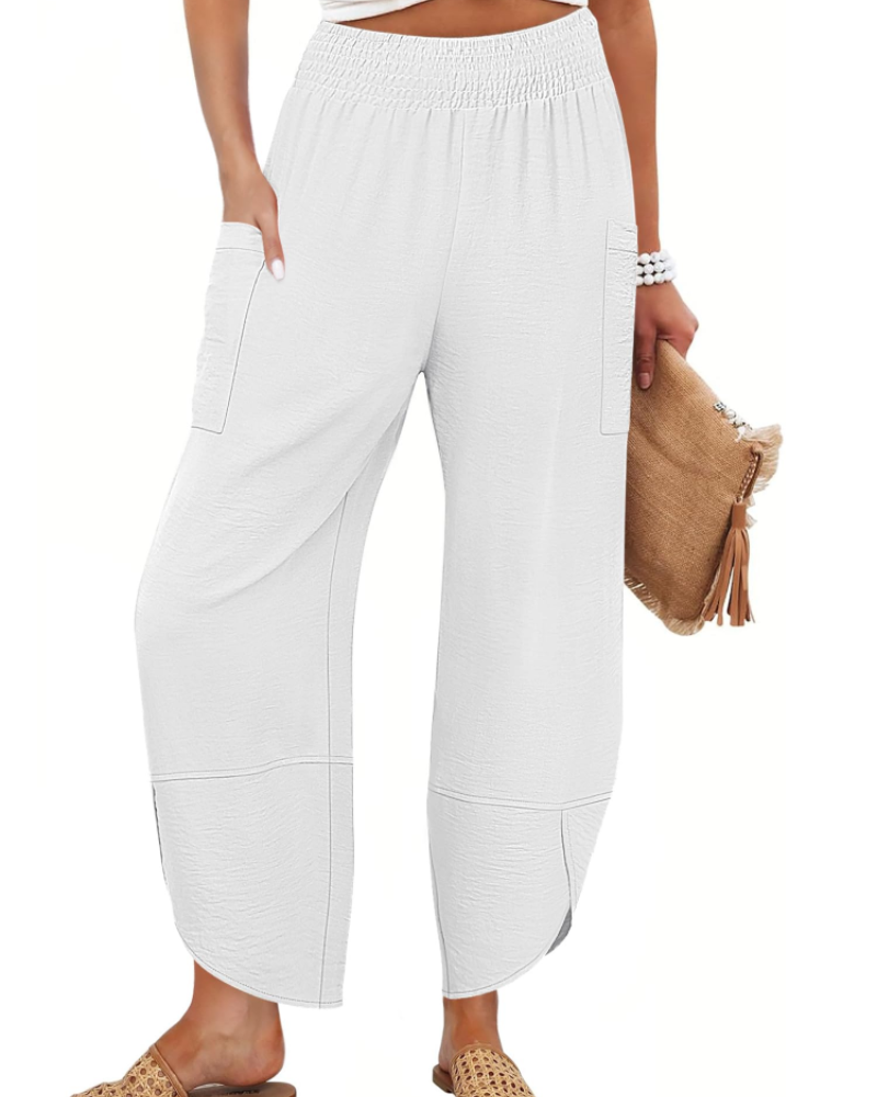 Autumn Women's Palazzo Trousers – Wide Leg Elastic Waist Casual Summer Pants