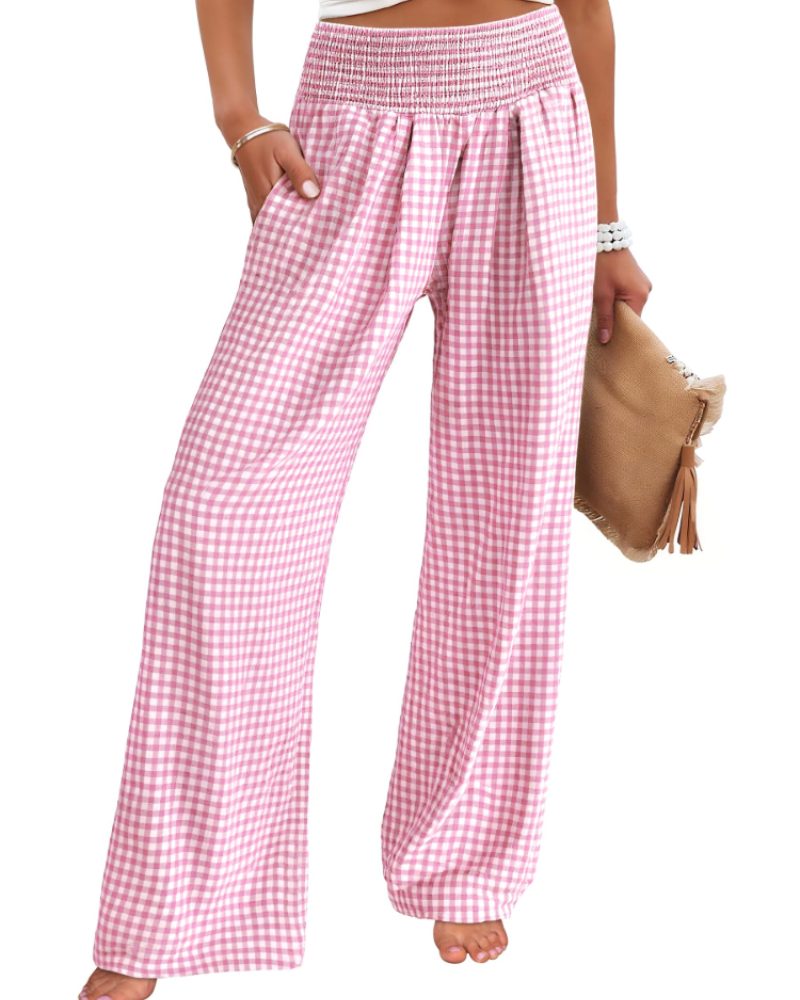 Nicole Women's Palazzo Trousers – Wide Leg Elastic Waist Casual Summer Pants