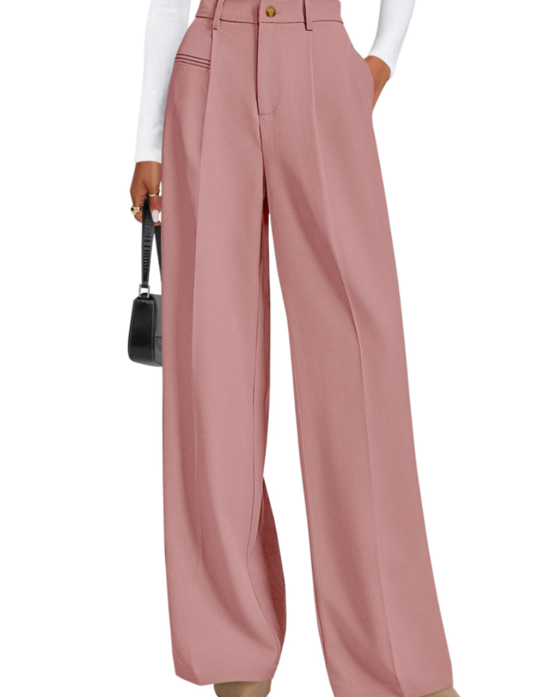 Paige Women's High Waisted Trousers – Wide Leg Office Smart Casual Work Pants