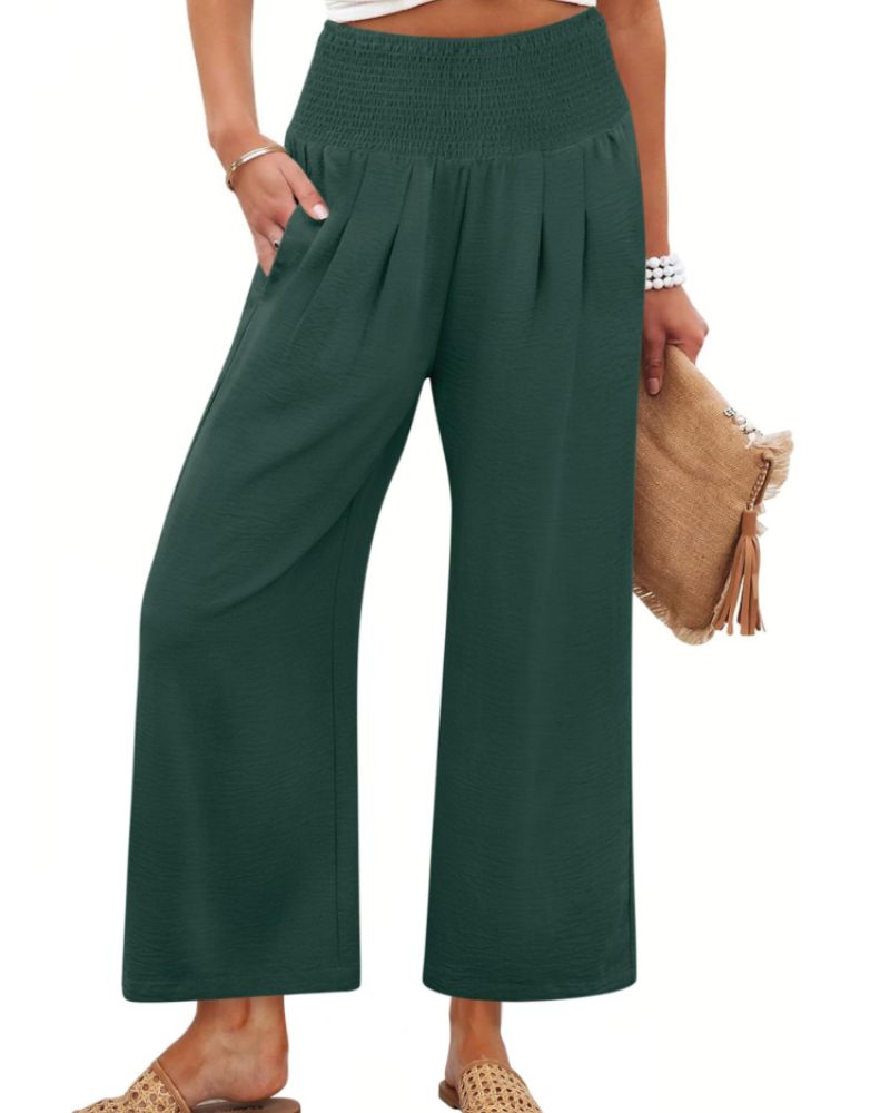 Sienna Women's Palazzo Trousers – Wide Leg High Waist Ankle Length Casual Pants