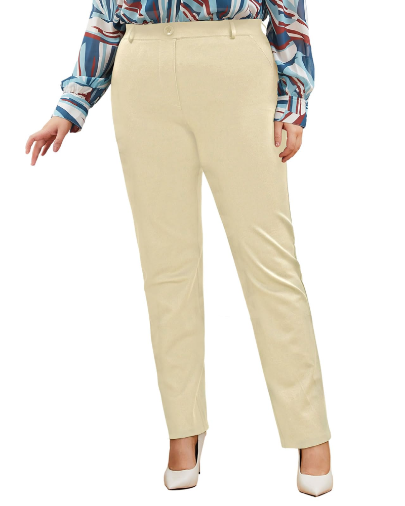 Megan Women's Dress Yoga Trousers – Straight Leg Stretch Office Work Pants
