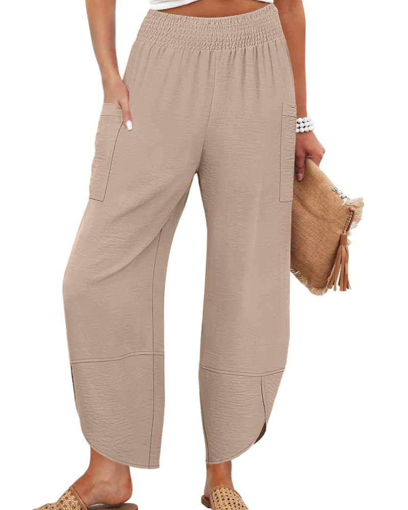 Autumn Women's Palazzo Trousers – Wide Leg Elastic Waist Casual Summer Pants