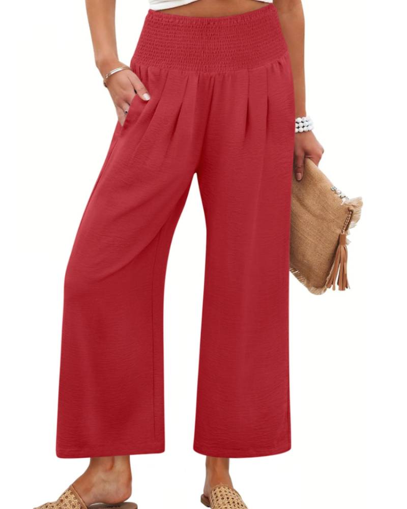 Sienna Women's Palazzo Trousers – Wide Leg High Waist Ankle Length Casual Pants